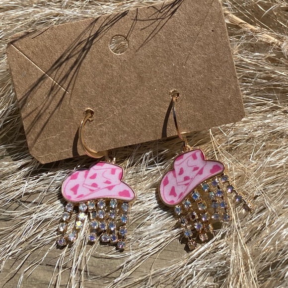 Cowgirl Rhinestone Dangle Earrings - Picture 1 of 5